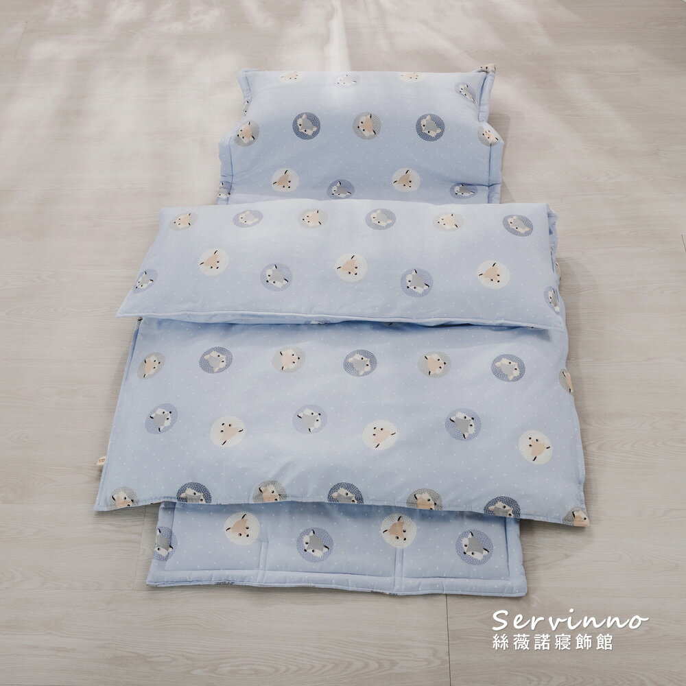 MIT精梳棉-兒童睡袋【狐狸先生-藍】多功能/冬夏兩用