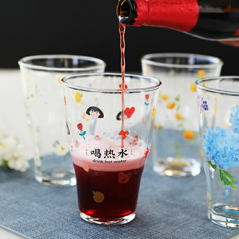 高硼矽透明玻璃杯冷水熱水杯 耐高溫家用大容量果汁杯早餐杯