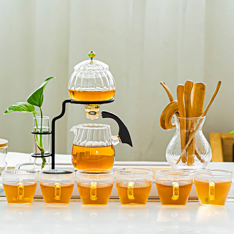 瓷牌茗懶人功夫茶具套裝玻璃紅茶家用簡約耐熱半自動創意沖泡茶器