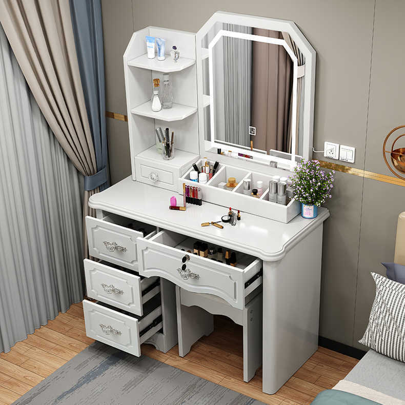 梳妝臺臥室現代簡約小型 網紅ins風收納櫃一體新款歐式化妝桌