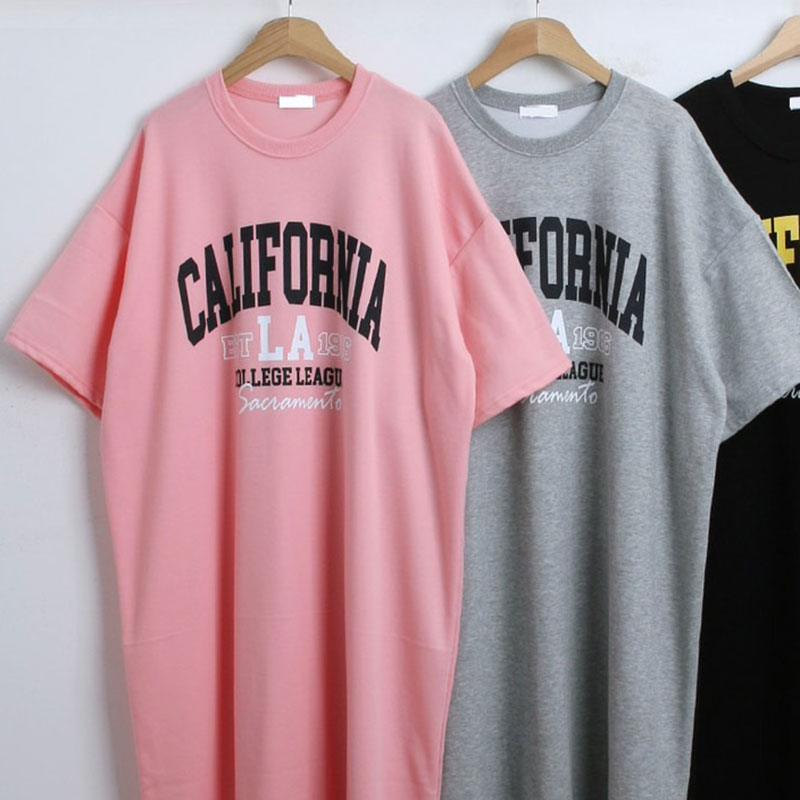 ANNAS 正韓 LA字母懶人裙 洋裝 短袖 長裙 長洋 休閒 運動 長版T 顯瘦 寬鬆 棉質 長洋裝 韓國 6