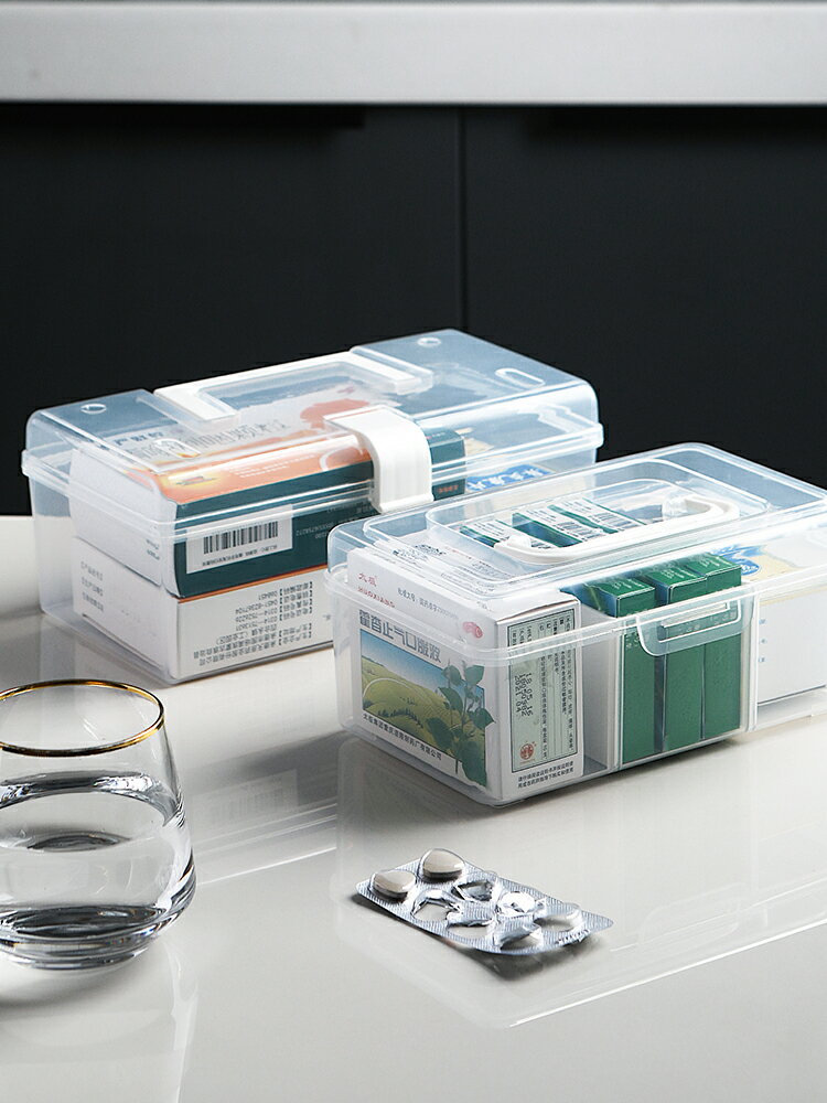 手提塑料透明收納盒零食整理盒有蓋儲物盒桌面收納箱小號帶蓋盒子