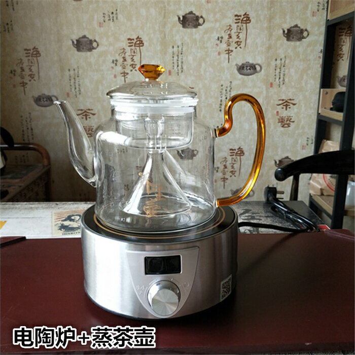 耐高溫玻璃茶具蒸氣煮茶壺白茶黑茶燒水壺電陶爐養生壺家用泡茶壺