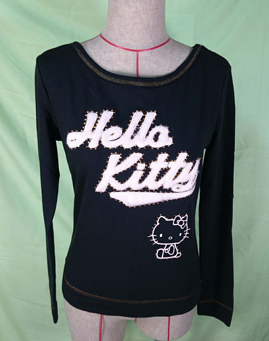 【震撼精品百貨】Hello Kitty 凱蒂貓 黑長袖T 鑽 震撼日式精品百貨