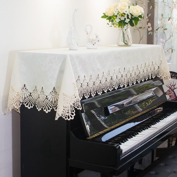 高檔歐式布藝鋼琴罩現代簡約鋼琴巾半罩桌布墊電子琴防塵全罩蓋布 城市玩家