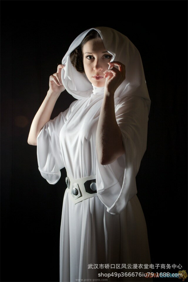 星球大戰 莉亞公主白色長裙cosplay萬聖節 成人兒童表演服裝