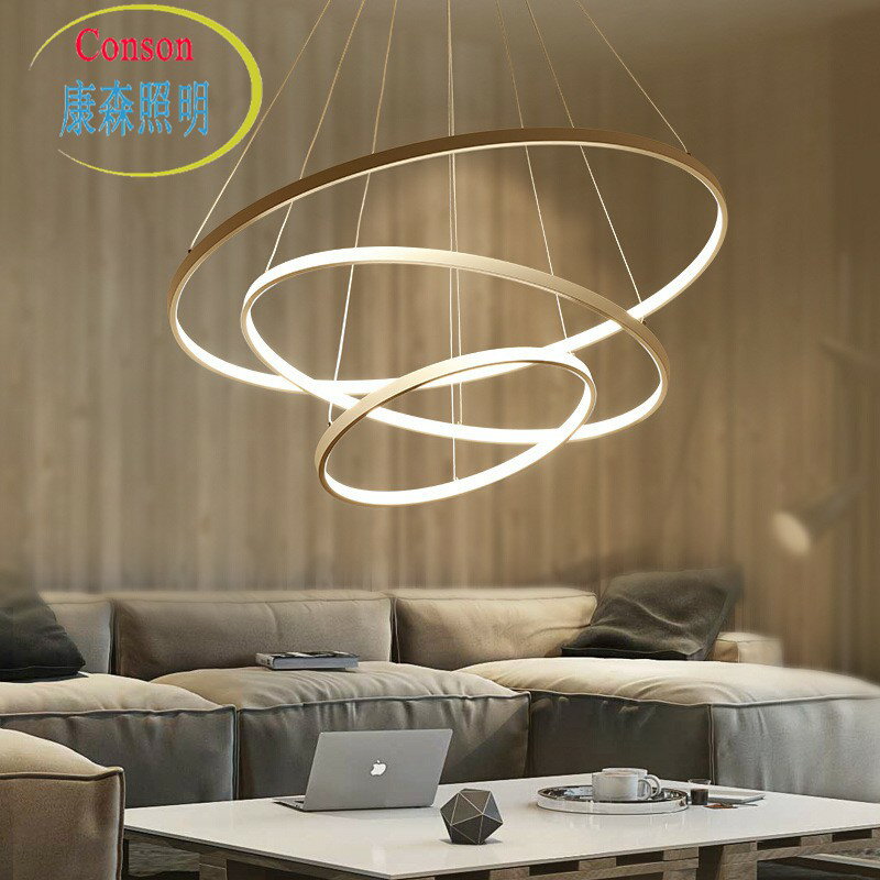 創意個性吊燈藝術led圓形環大氣客廳燈具時尚簡約現代餐吊燈