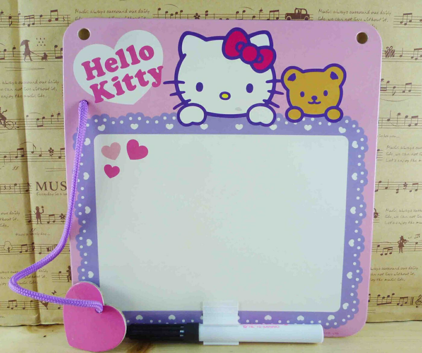 【震撼精品百貨】Hello Kitty 凱蒂貓 白板-熊粉紫圖案 震撼日式精品百貨