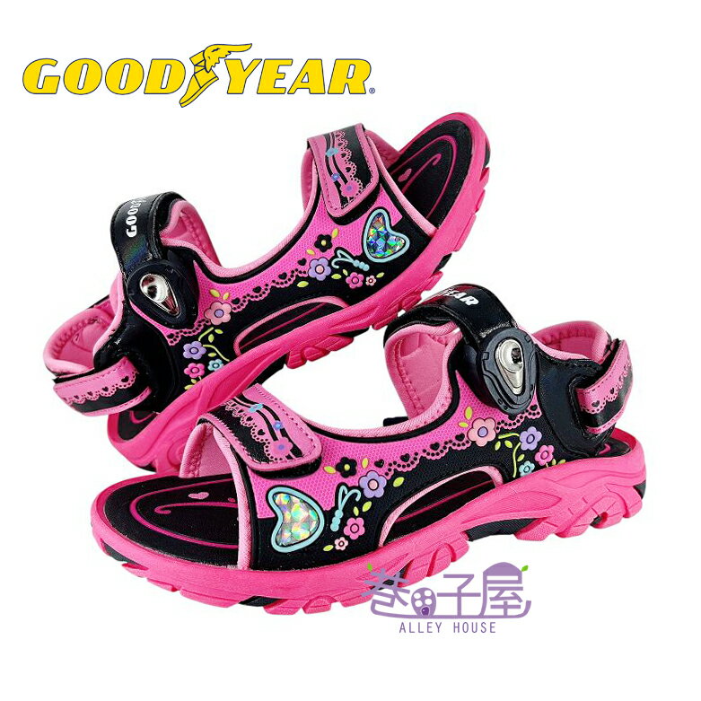 GOODYEAR固特異 童鞋 盛夏甜心 磁扣涼鞋 運動涼鞋 戶外涼鞋 [GAKS38802] 黑桃【巷子屋】