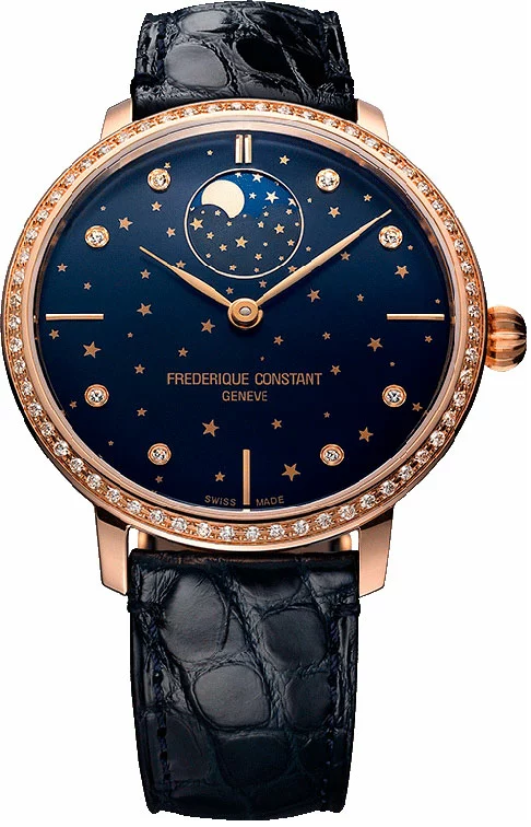 CONSTANT 康斯登錶 自製機芯超薄月相星腕錶(FC-701NSD3SD4)-38mm-藍面皮革｜指定卡滿5千回饋10%