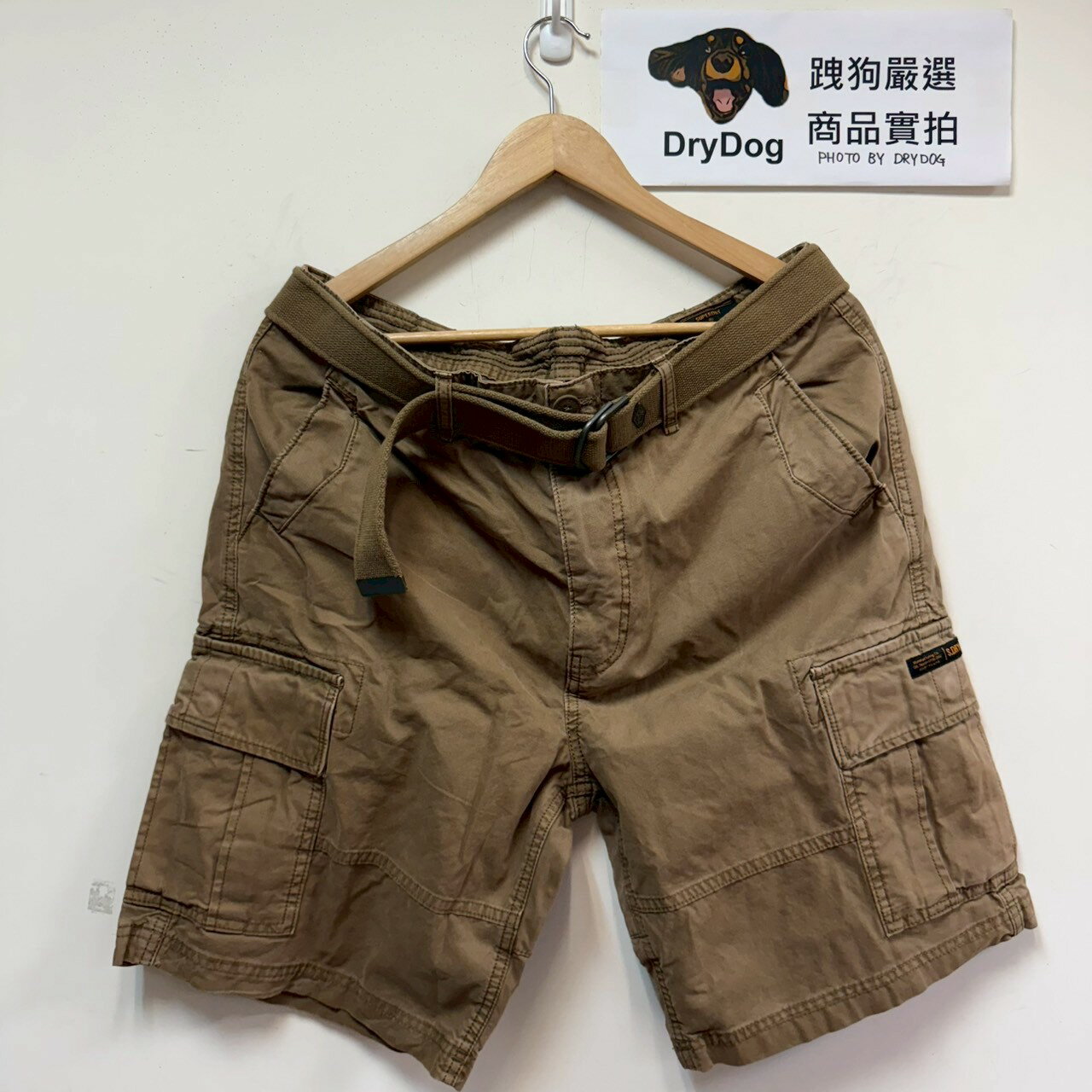 跩狗嚴選 極度乾燥 Superdry Cargo 復古水洗 短褲 多口袋 重磅純棉耐磨 工作褲 斯裡蘭卡製 棕色 咖啡 附腰帶