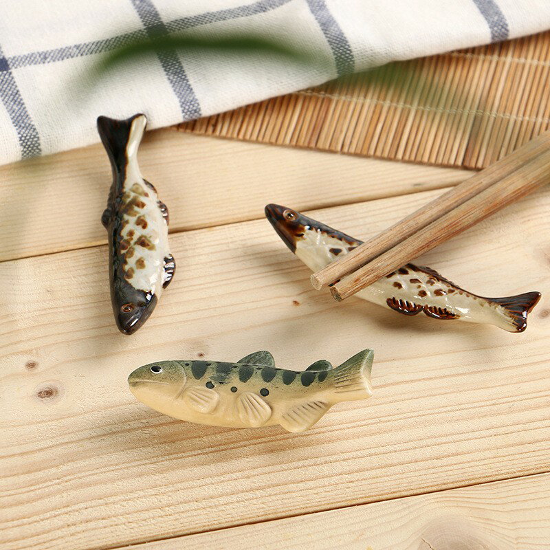 zakka日式 雜貨秋刀魚 筷子架 陶瓷筷拖 日式家居 創意擺件 攝影道具 筆擱