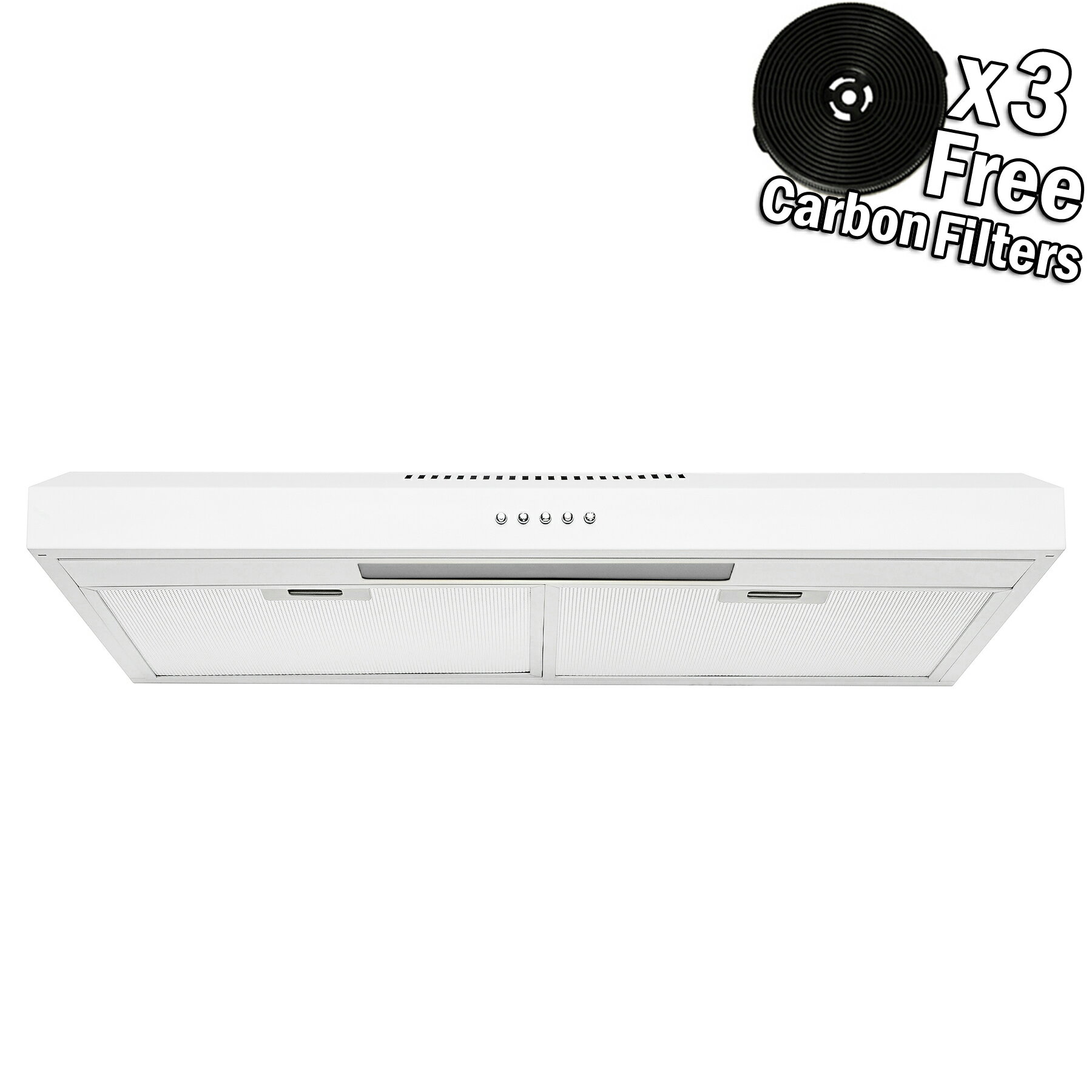 Akdy 30 Under Cabinet White Painted Stainless Steel Push Panel Kitchen Range Hood Cooking Fan W Carbon Filters