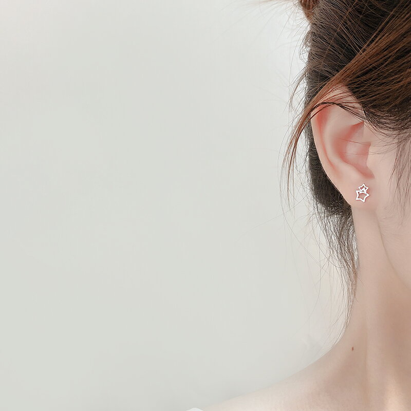 五角星耳釘999純銀個性創意星星耳環ins時尚氣質養耳洞防過敏耳飾