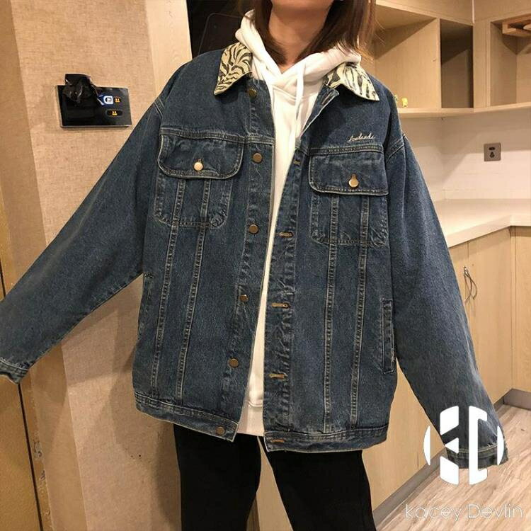 牛仔外套推薦到斑馬紋韓版牛仔外套女春季百搭復古港味外套女【聚物優品】就在聚物優品推薦牛仔外套