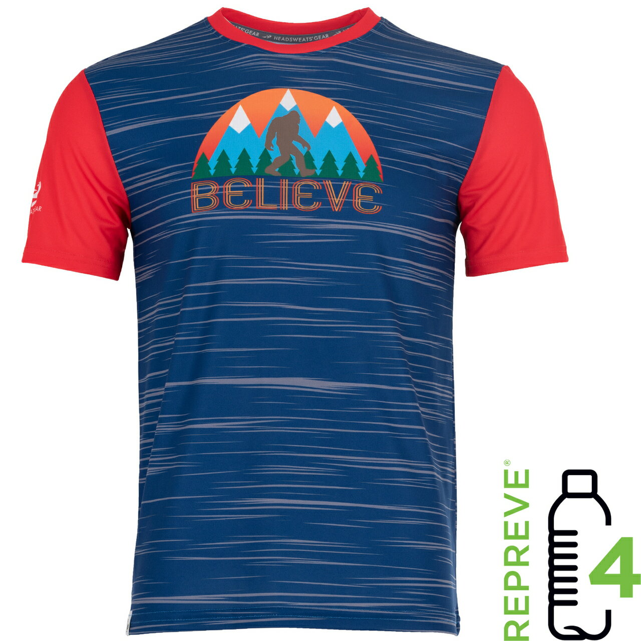 美國汗淂HEADSWEATS運動衣/帽.男/相信大腳怪運動T恤/圓領.由4支寶特瓶回收纖維製成.騎跑泳者-快樂玩跑!