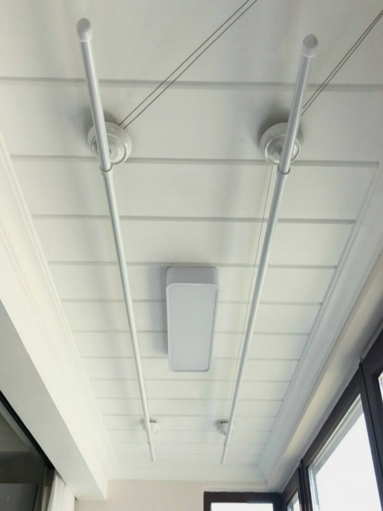 手搖晾衣桿 自動晾曬衣架 晾衣架 白色晾衣架陽台手搖晾衣架升降雙桿手動晾衣桿室內自動曬衣架涼衣『FY01076』 1