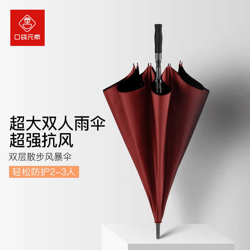雨傘 口袋元素自動大雨傘長柄抗風大號雙人女超大防風男士加大加厚加固 幸福驛站