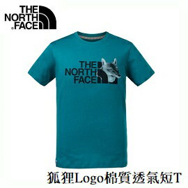 [ THE NORTH FACE ] 男 狐狸Logo棉質透氣短T 藍 / 公司貨 NF0A3CJJEFS