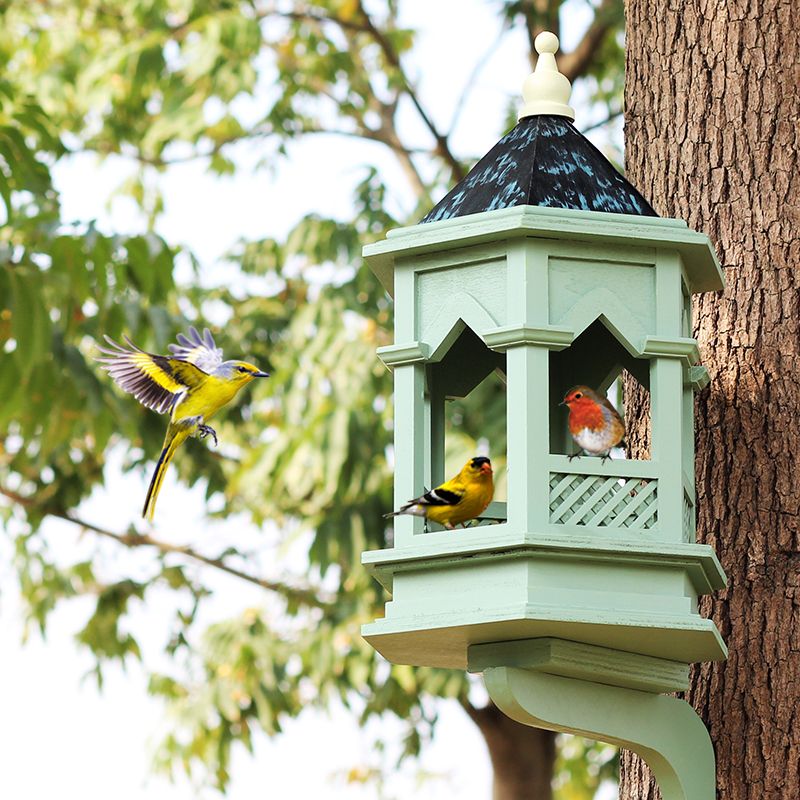 鳥類之家英式古典哥特式防雨鳥屋喂鳥器 景觀園藝造景高端別墅裝飾