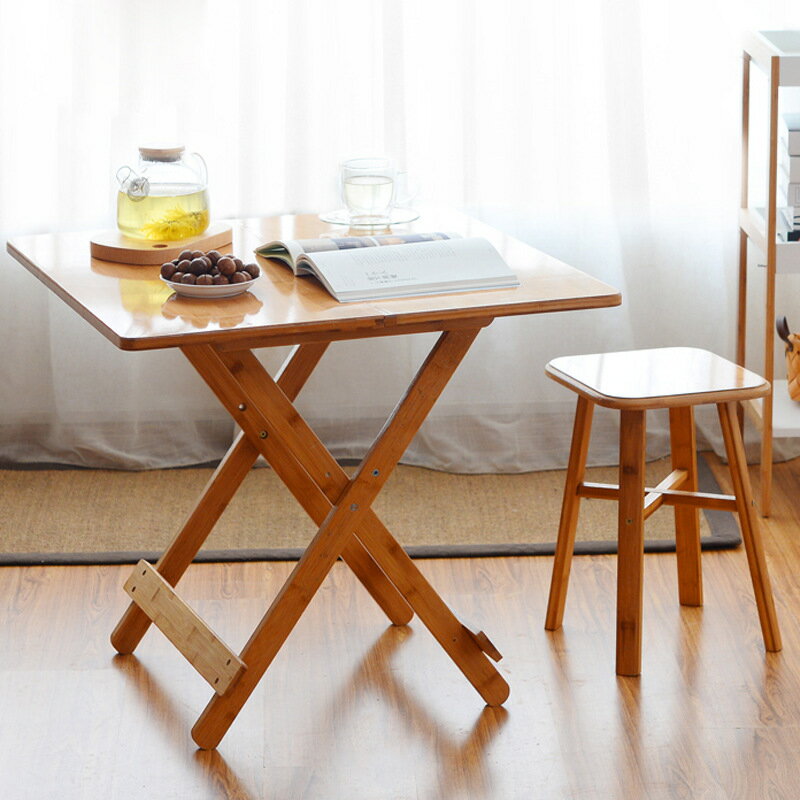 椅子 餐桌 可折疊桌便攜折小戶型折疊飯桌家用實木簡約小方桌子吃飯圓桌餐桌