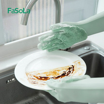 家用多功能硅膠洗碗手套廚房耐用型女家務衛生清潔魔術貼工具