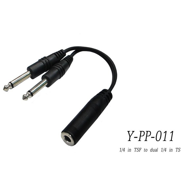 Stander Y-PP-011 臺製單聲道 6.3mm 母頭轉(兩個) 6.3mm 公頭音源訊號分接線【唐尼樂器】