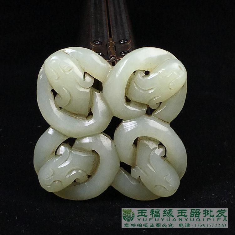清代和田玉四方來財鏤空老玉佩古玉老玉掛件古玩玉器收藏明清玉器