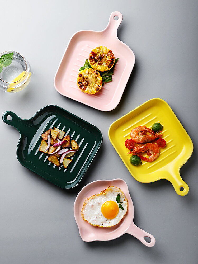 創意焗飯燒烤盤碟子陶瓷餐具盤子家用烤箱專用網紅ins風水果托盤