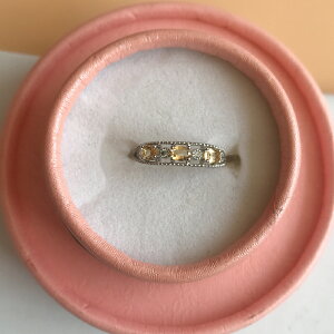 天然巴西黃水晶戒指女款排戒鍍銀托活口日韓簡約時尚潮人指環飾品
