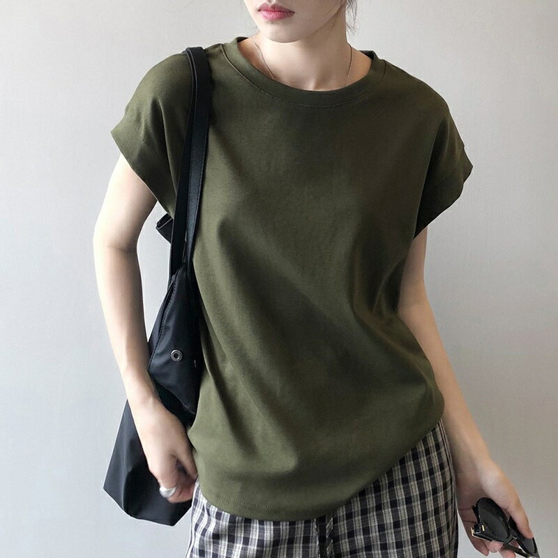 【米蘭精品】現貨+預購 法式短袖T恤短襯衫上衣親膚透氣美式休閒女裝-圓領寬鬆女上衣3色74ma50