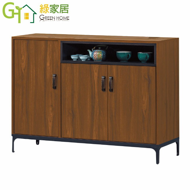 【綠家居】奧斯比 時尚4尺木紋餐櫃/收納櫃(二色可選)