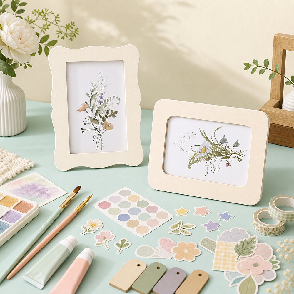 DIY彩繪相框 DIY手工相框 DIY相框 木片相框 照片框 展示框 桌面相框 居家擺飾【BlueCat】【JC5633】