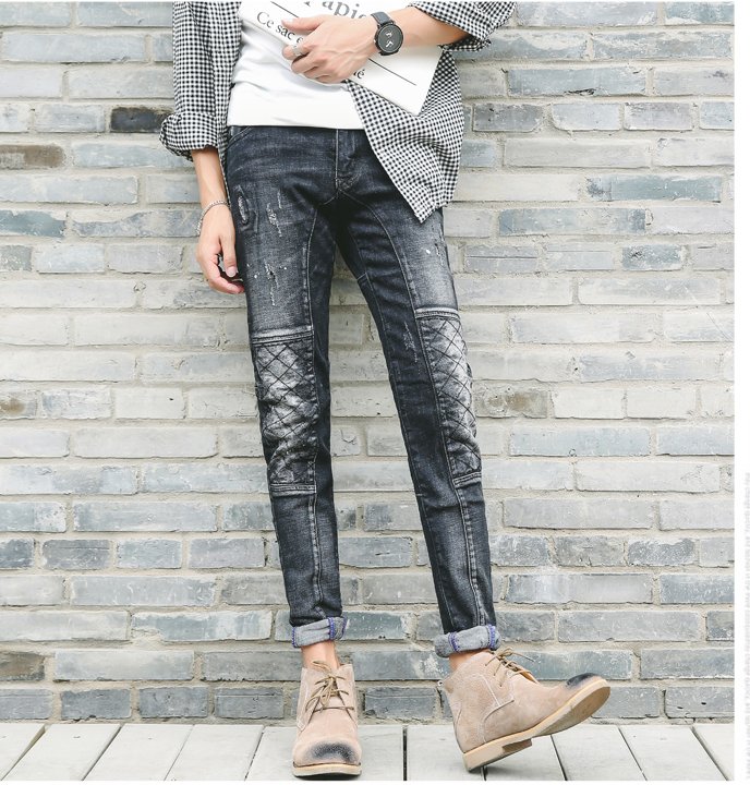 FINDSENSE品牌 新款歐美風潮男個性時尚韓版小腳牛仔褲 修身