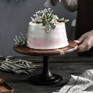 中式相思木高腳蛋糕托盤擺件生日聚會甜品臺展示架糕點盤點心盤