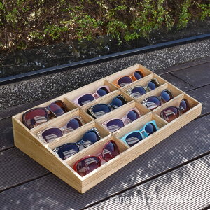 實木12格太陽鏡收納盒無蓋眼鏡墨鏡展示盒木質店鋪眼鏡陳列架子