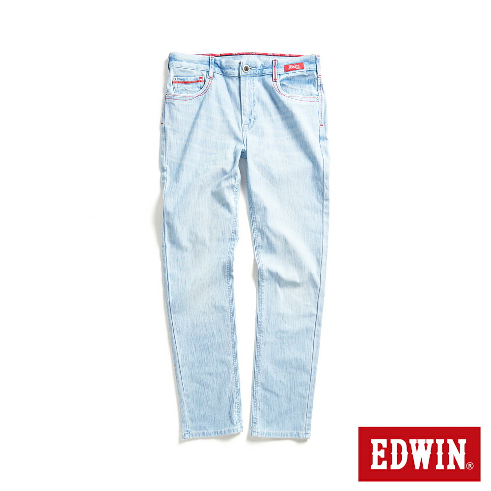 EDWIN 東京紅360°迦績彈力機能小直筒牛仔褲-男款 重漂藍