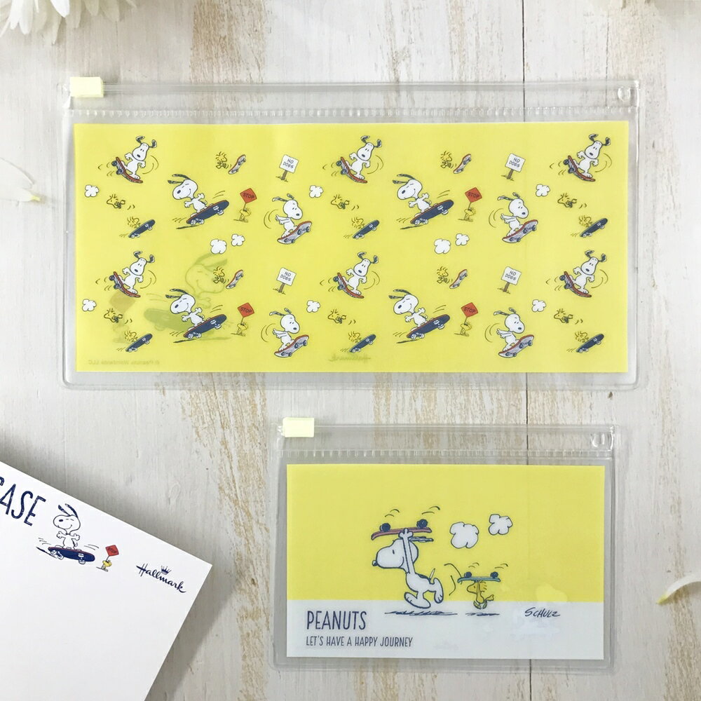 史努比 peanuts 快樂旅遊系列 夾鏈袋 二件組(黃色/滑板)-日本直送，現貨在台｜小鶴日貨