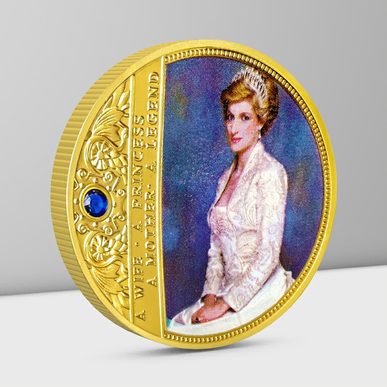 戴安娜王妃人物硬幣收藏 英國公主小禮品金屬徽章把玩幸運金銀幣 0