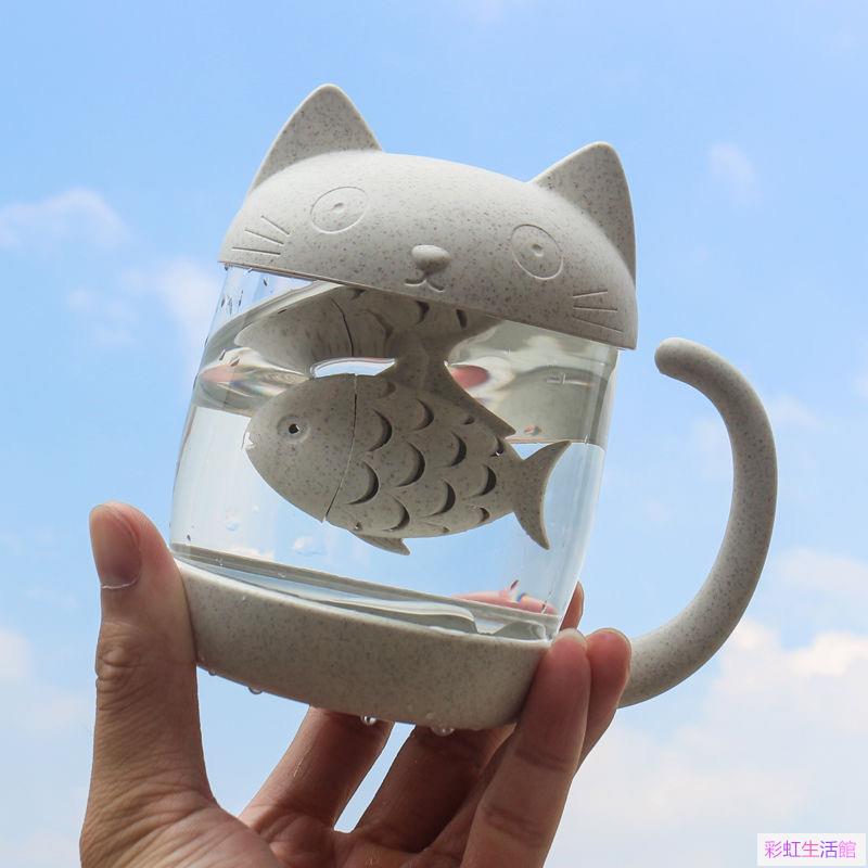 可愛貓咪玻璃杯 泡茶杯 水杯 可樂杯 玻璃杯 玻璃水杯 冷飲杯 杯子 咖啡杯 果汁杯 冷飲杯 奶茶杯 花茶杯 馬克杯