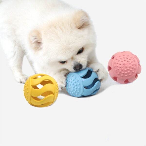 韓國【ParisDog】橄欖球/棒球橡膠益智漏食玩具 (寵物玩具) 顏色隨機出貨