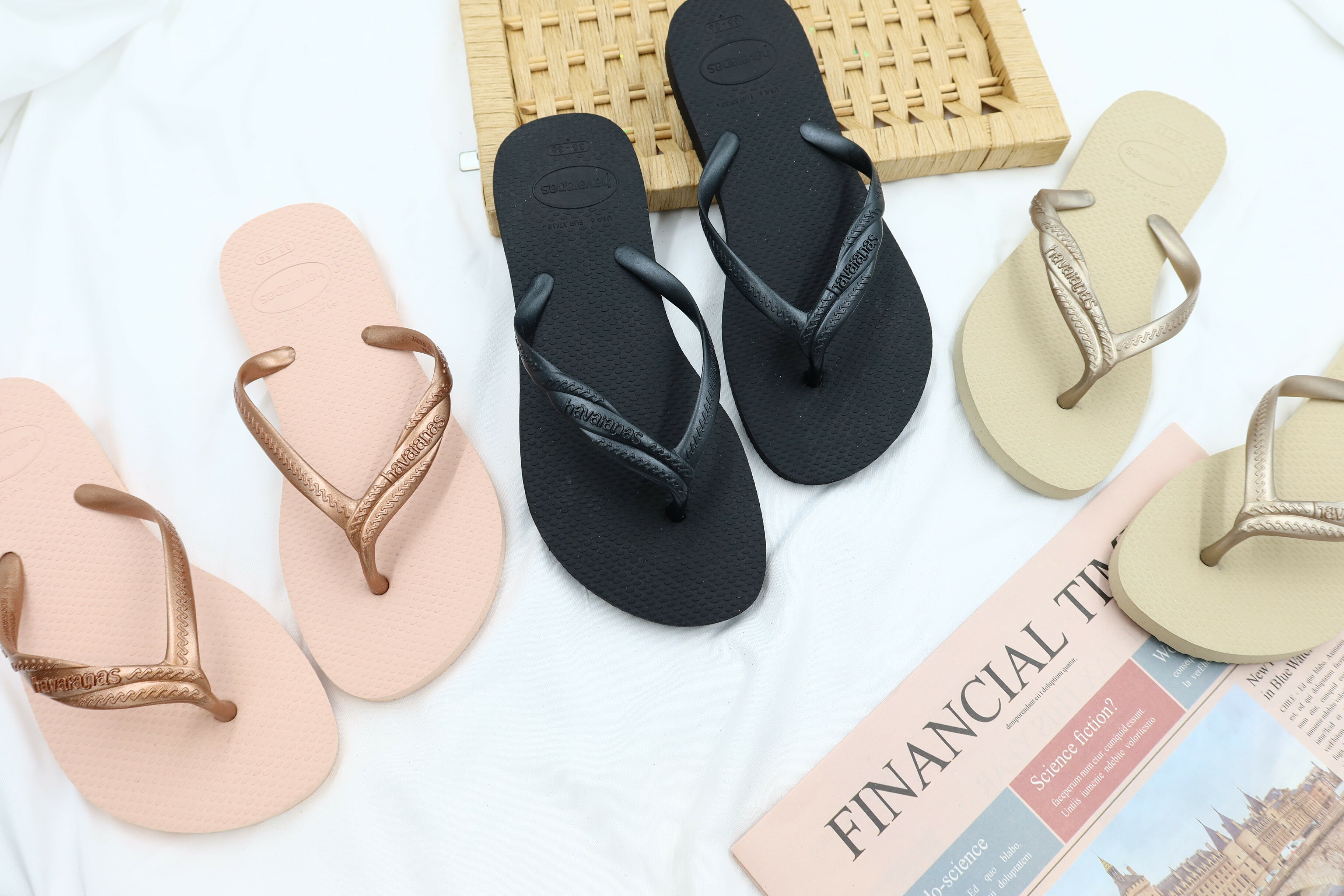 中壢實體店面 Havaianas FANTASIA 造型鞋帶 女款 哈瓦仕 夾腳拖/人字拖鞋 粉色/黑色/沙金色