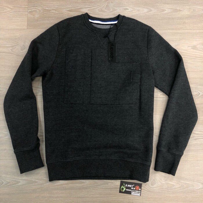 跩狗嚴選 極度乾燥 Superdry IE 純棉 厚實鋪棉保暖 長袖 大學T 衛衣 黑 深灰色 低調壓印Logo 無印良品