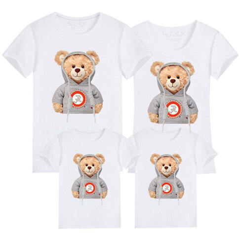 親子裝 純棉T恤 帽T小熊 短袖T恤 短T 全家福 團體服 童裝一家三口 一家四口 全家裝 母女裝 班服 櫻桃嚴選 0