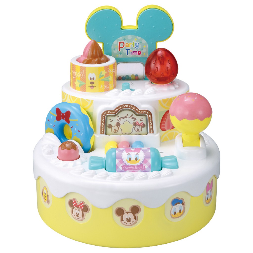 【Fun心玩】DS89913 麗嬰 TAKARA TOMY Disney 迪士尼 米奇與他的朋友生日派對蛋糕 英語學習