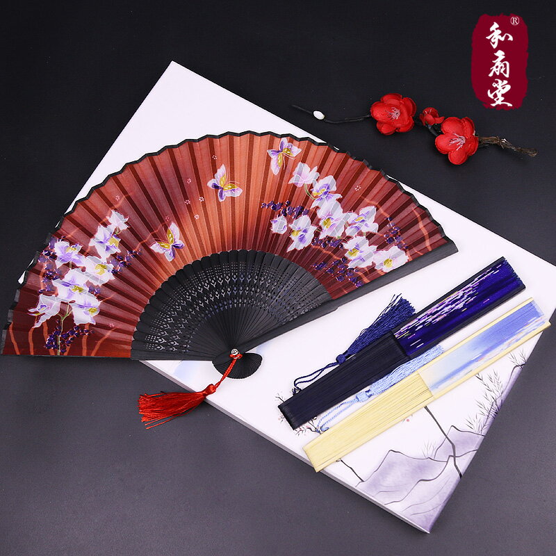 古風摺扇 3把送1把和扇堂日式摺扇中國風女式絹扇折疊扇子禮品古風跳舞蹈 『xxs13025』