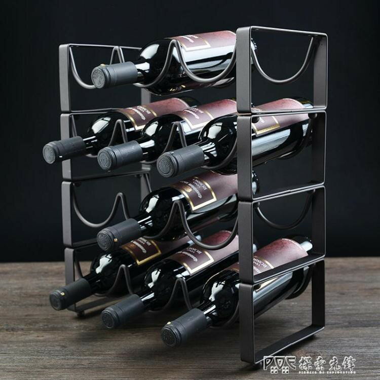 紅酒架 紅酒架鐵藝酒架子疊加葡萄酒架擺件歐式酒架時尚創意酒櫃擺件家用ATF