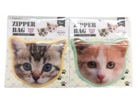 大賀屋 日貨 拉鏈袋 貓咪 套裝3入 夾鏈袋 小袋子 袋子 收納袋 密封袋 分裝袋 糖果袋 正版 J00050074