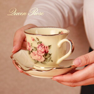 韓國進口Queen Rose玫瑰創意歐式陶瓷咖啡杯咖啡杯套裝杯子餐具