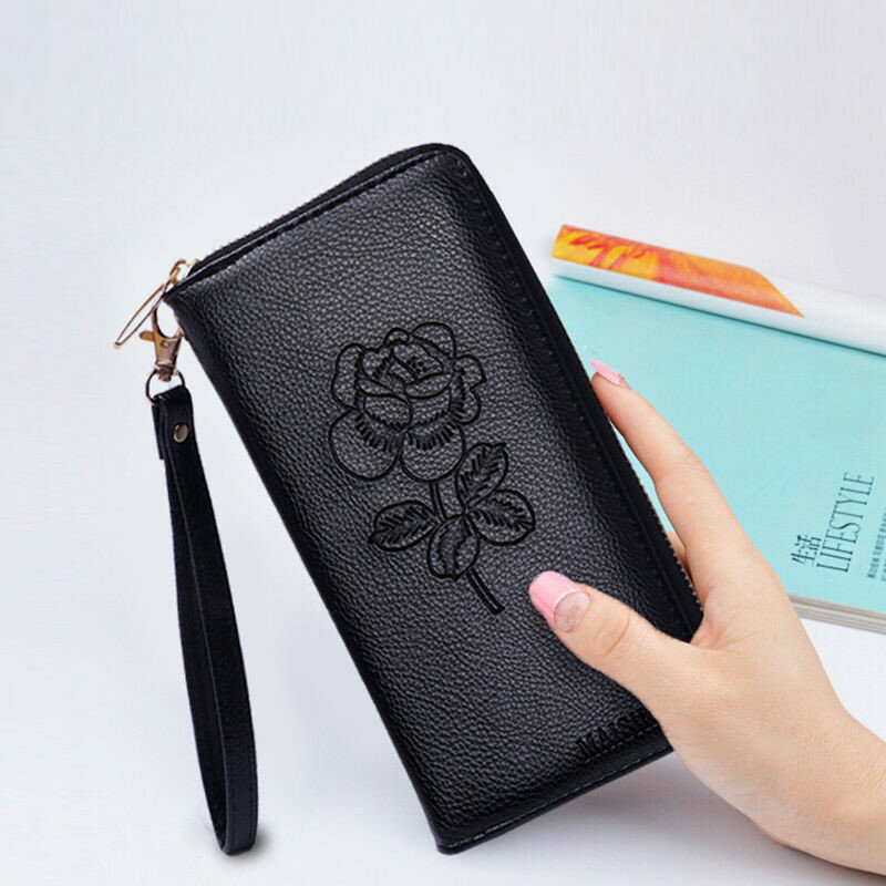 韓版新款手拿錢包女式長款拉鏈多功能百搭皮夾大容量手機錢夾